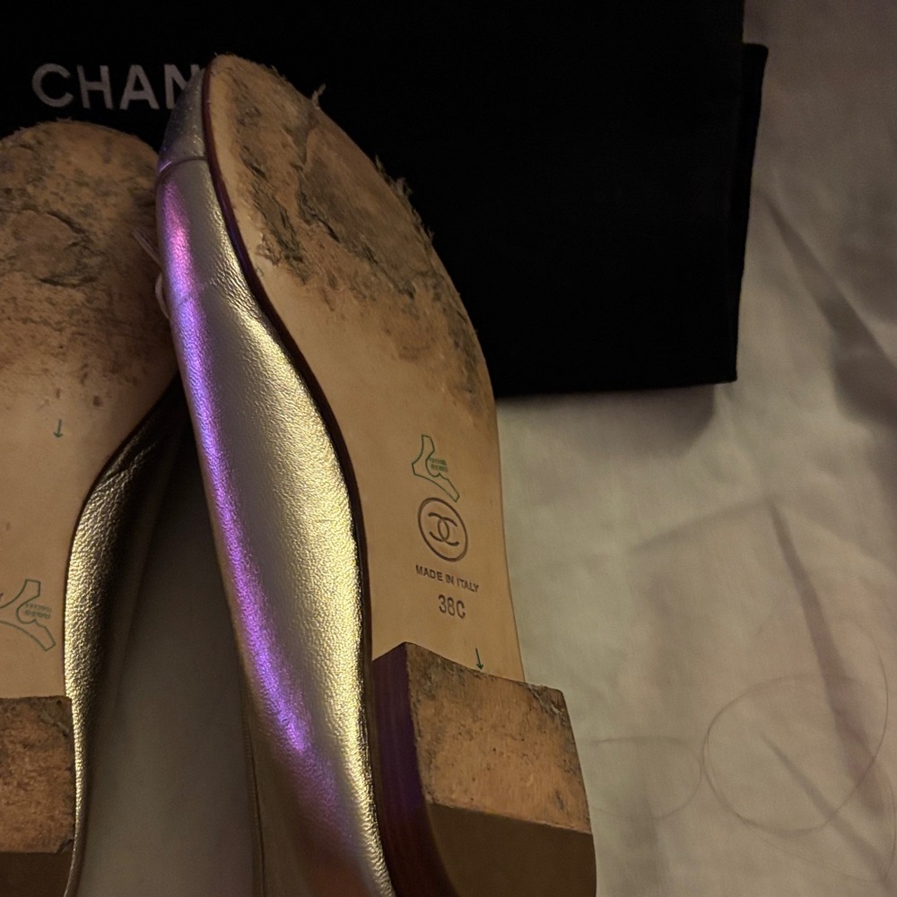 CHANEL Women's Metallic Gold Flats - Picture 7 of 15